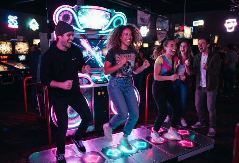 Dance games on the arcade floor